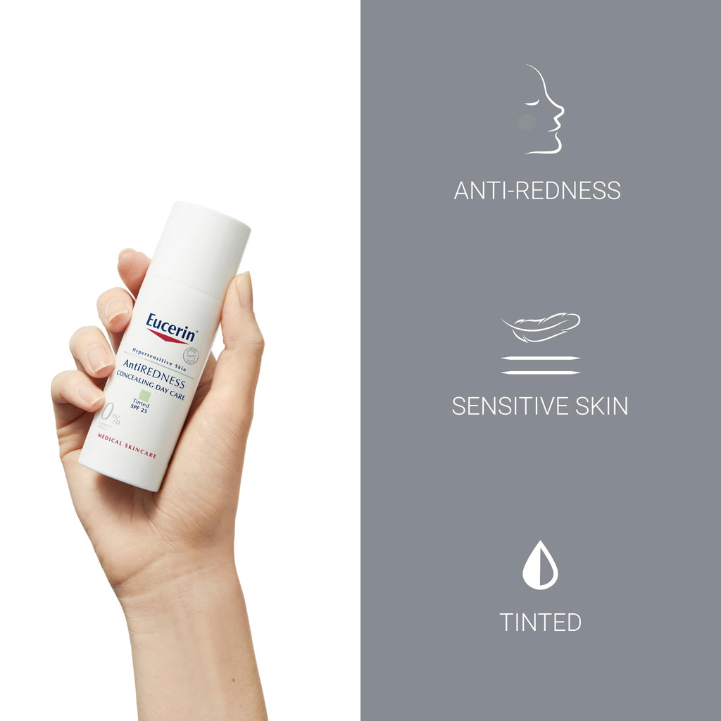 Eucerin AntiRedness Concealing Day Cream SPF30 50ml, Tinted Moisturiser for Hypersensitive Skin, Redness-Reducing Tinted SPF, Instant Soothing and Long-Lasting Skin Tint