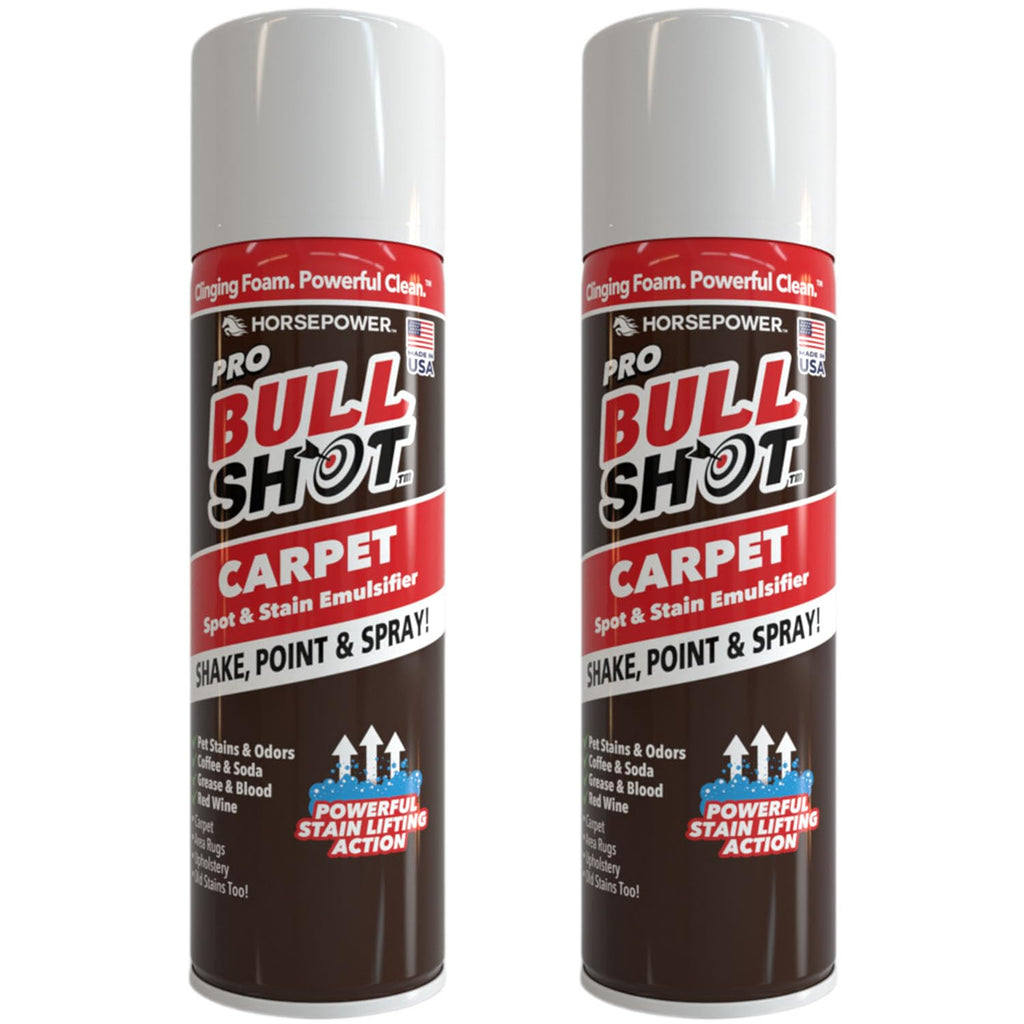 Horsepower Bull Shot Carpet Spot & Stain Remover by Horsepower, AS SEEN ON TV, Made In USA, Just Point & Spray, Stain-Lifting Foam-Action, Pet Stains & Odors, Coffee, Soda, Wine, Stains, 2 Pack