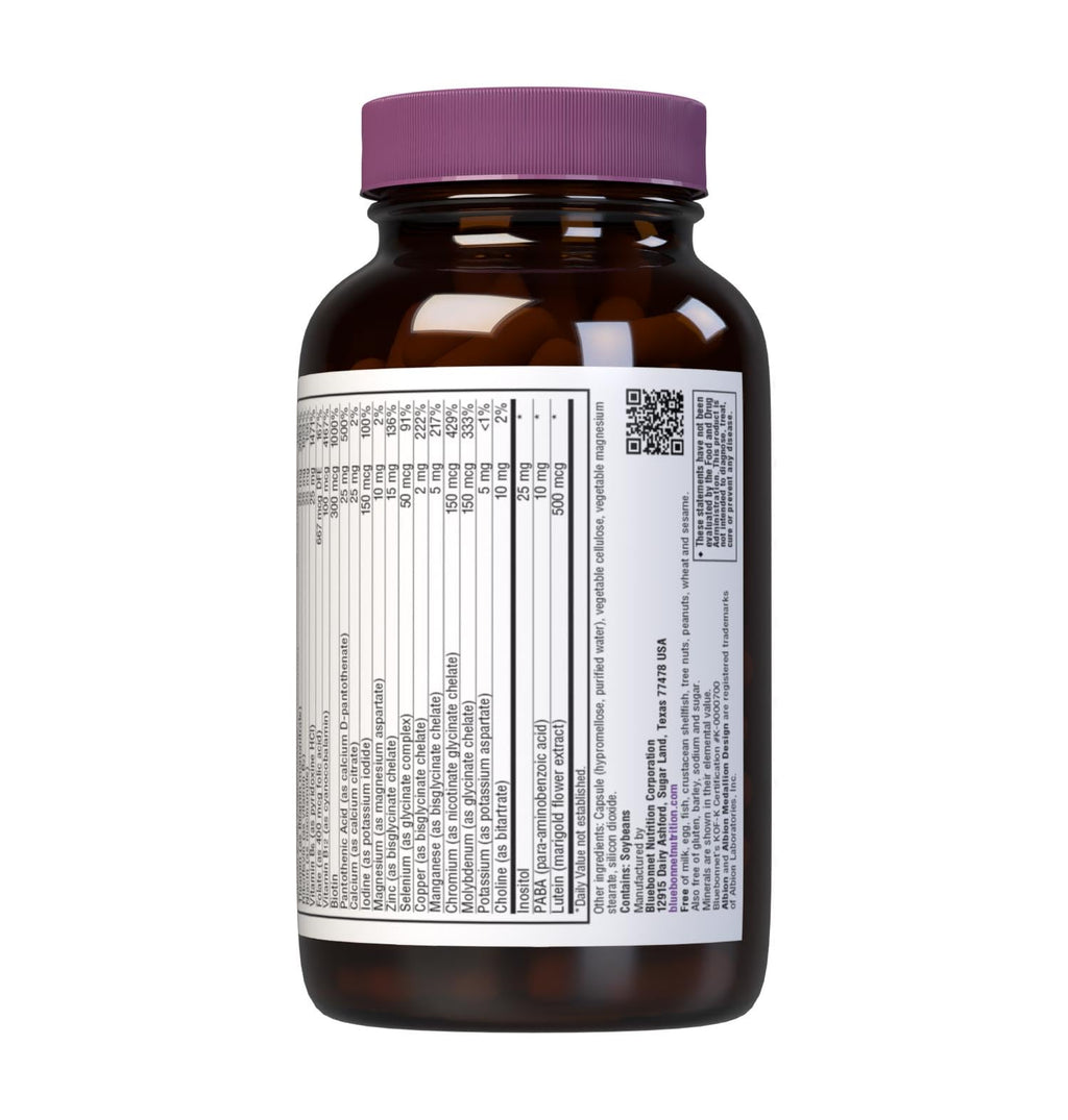 Bluebonnet Nutrition Multi One (Iron Free) Vegetable Capsules, Complete Full Spectrum Multiple, B Vitamins, General Health, Gluten Free, Milk Free, Kosher, 120 Count