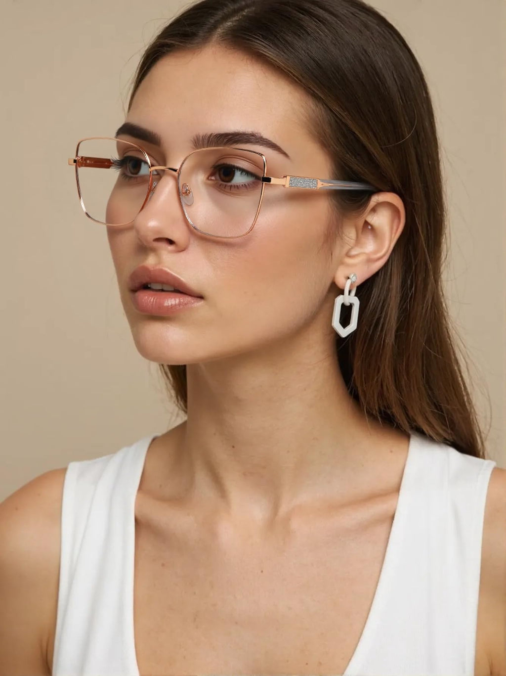 Dollger Square Blue Light Blocking Glasses for Women Trendy Oversized Computer Gaming Eyeglasses Cat Eye Metal Frame bluelight glasses Gold