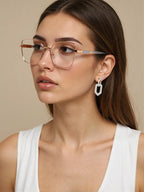 Dollger Square Blue Light Blocking Glasses for Women Trendy Oversized Computer Gaming Eyeglasses Cat Eye Metal Frame bluelight glasses Gold