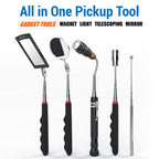 Telescoping Magnetic Pick Up Tool with 1lb& 15lb Pickup Rod, Round& Square 360 Swivel Adjustable Inspection Mirror, Flexible LED Flashlight, Fathers Day Dad Gifts, Birthday Gifts for Men Women Him