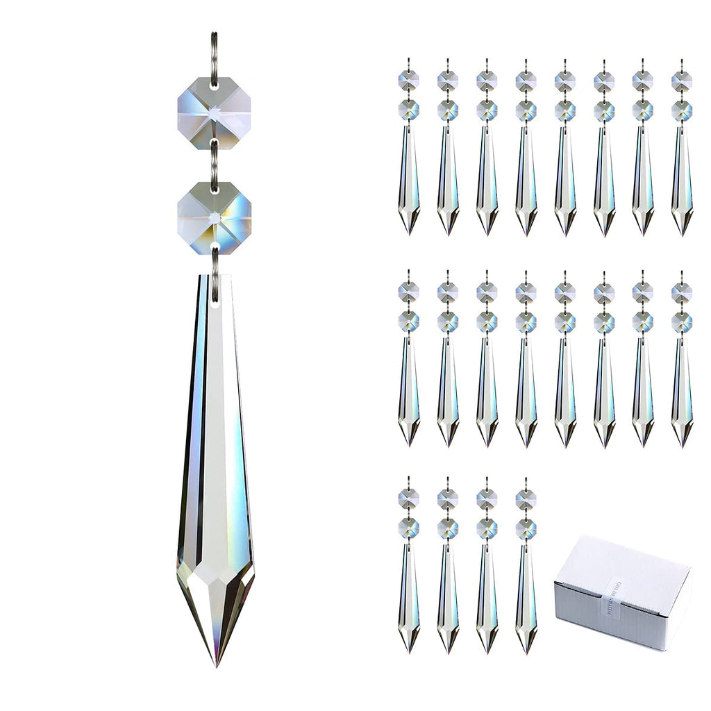 GOLDENHAITAI 20pcs 76mm Chandelier Crystals Icicle Prisms Replacement Parts