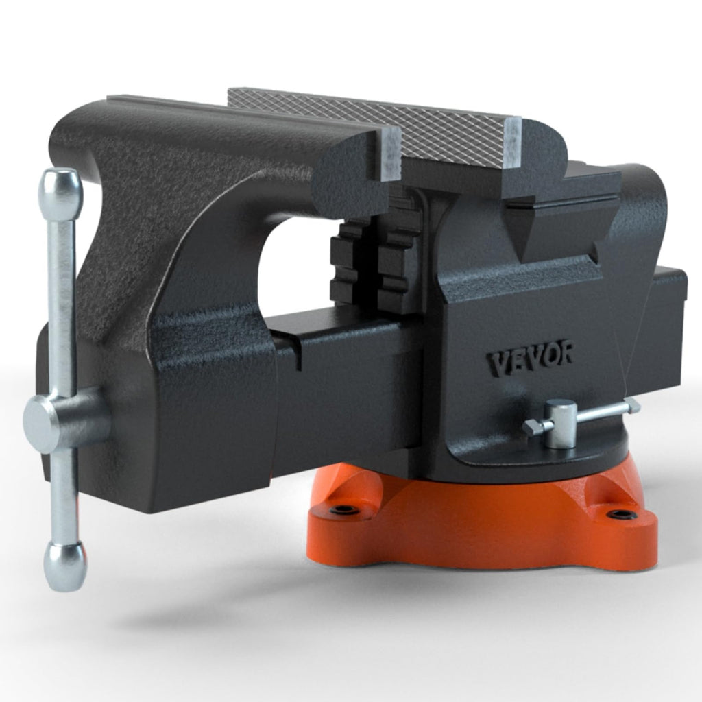 VEVOR Bench Vise, 6-inch Jaw Width 5.9-inch Jaw Opening, 360-Degree Swivel Locking Base Multipurpose Vise w/Anvil, Heavy Duty Ductile Iron Workbench Vise w/Bolts & Nuts, for Drilling, Pipe Cutting