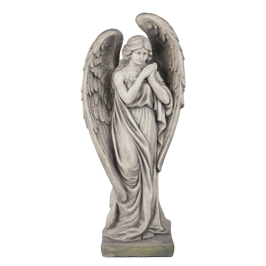 Outdoor Statues Angel Décor Garden Statue - 34 inch Large Garden Angels Outdoor Religious Statues Catholic Resin Concrete Finish Yard Patio Deck Home Entryway Hallway Sculpture 13.7*9.8*34 Inch