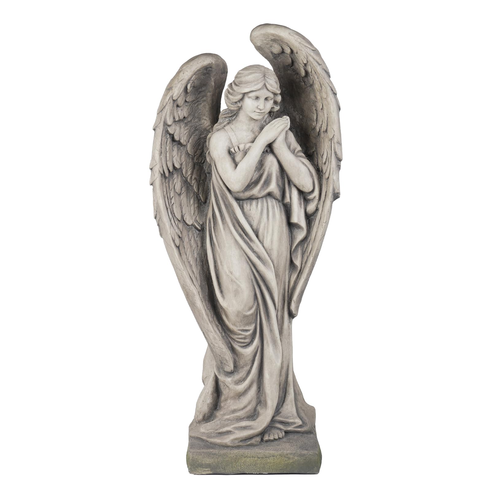 Outdoor Statues Angel Décor Garden Statue - 34 inch Large Garden Angels Outdoor Religious Statues Catholic Resin Concrete Finish Yard Patio Deck Home Entryway Hallway Sculpture 13.7*9.8*34 Inch