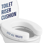 Vive Toilet Seat Riser Cushion for Seniors - Universal Fit - Raised Toilet Seat with High-Density Foam for Elongated & Standard - Firm Handle, Cushioned & Padded - Elevated Medical Handicap Lifter