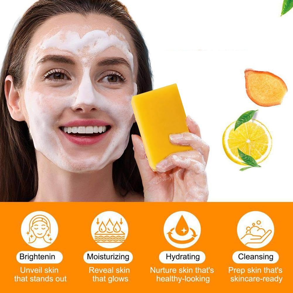 hatatit Stem & Soul Soap Bar – Turmeric Lemon Cleansing Soap for Face Body, Support Nourishes Clarifies Help Cleaning Facial And Body Skin,Suitable Dry And Oily Skin