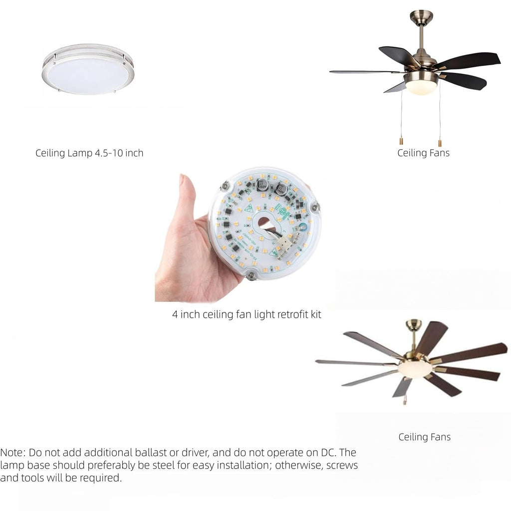 Ledytech 4 inch LED Retrofit Light Kit for Ceiling Fan Light Replacement Panel PCB 18W 3000K 2200LM 120V CRI90 Dimmable ETL (Warm White 3000K)