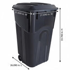 32 Gallon Outdoor Trash Can with Lid, Heavy-Duty Wheeled Garbage Bin for Backyard, Deck or Garage, Black, Can with Attached Snap Lock Lid and Heavy-Duty Handles (32 Gallon)
