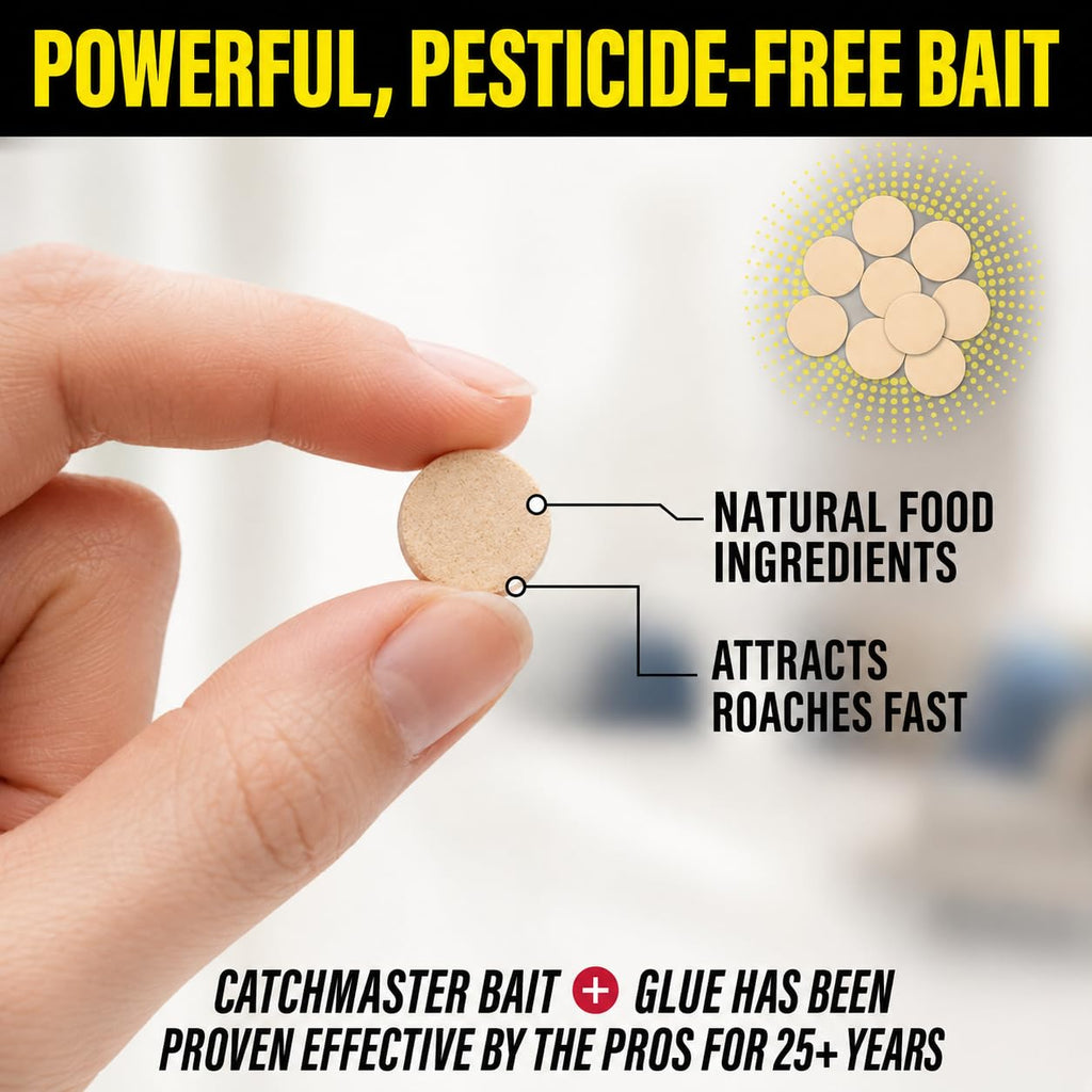 Catchmaster Cockroach Trap with Powerful Food-Based Bait – Glue Traps (10-Pk) Roach Killer for House – Kitchen, Bathroom & Garage, Indoor Pest Control and Bug Catcher Solution