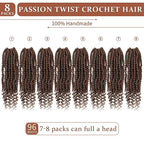 Passion Twist Hair,Pretwisted Crochet Hair 12 Inch,Passion Twist Crochet Hair 8 Packs Pretwisted Passion Twist Hair,Short Pre Looped Crochet Hair for Black Women(30#)