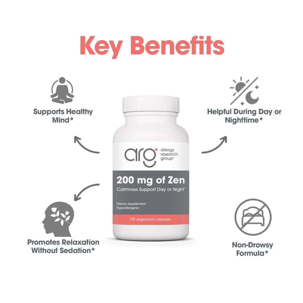 Nutricology ZenMind - 550 mg GABA & 200 mg L-Theanine - Calmness & Relaxation Support Day or Night - Non-Drowsy Formula - Vegetarian Capsules - 60 Servings - 120 Capsules