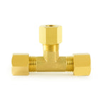 ChillWaves Brass Tee Compression Tube Fitting, 3/8" OD x 3/8" OD x 3/8" OD Compression Union Connector(5-PACK)