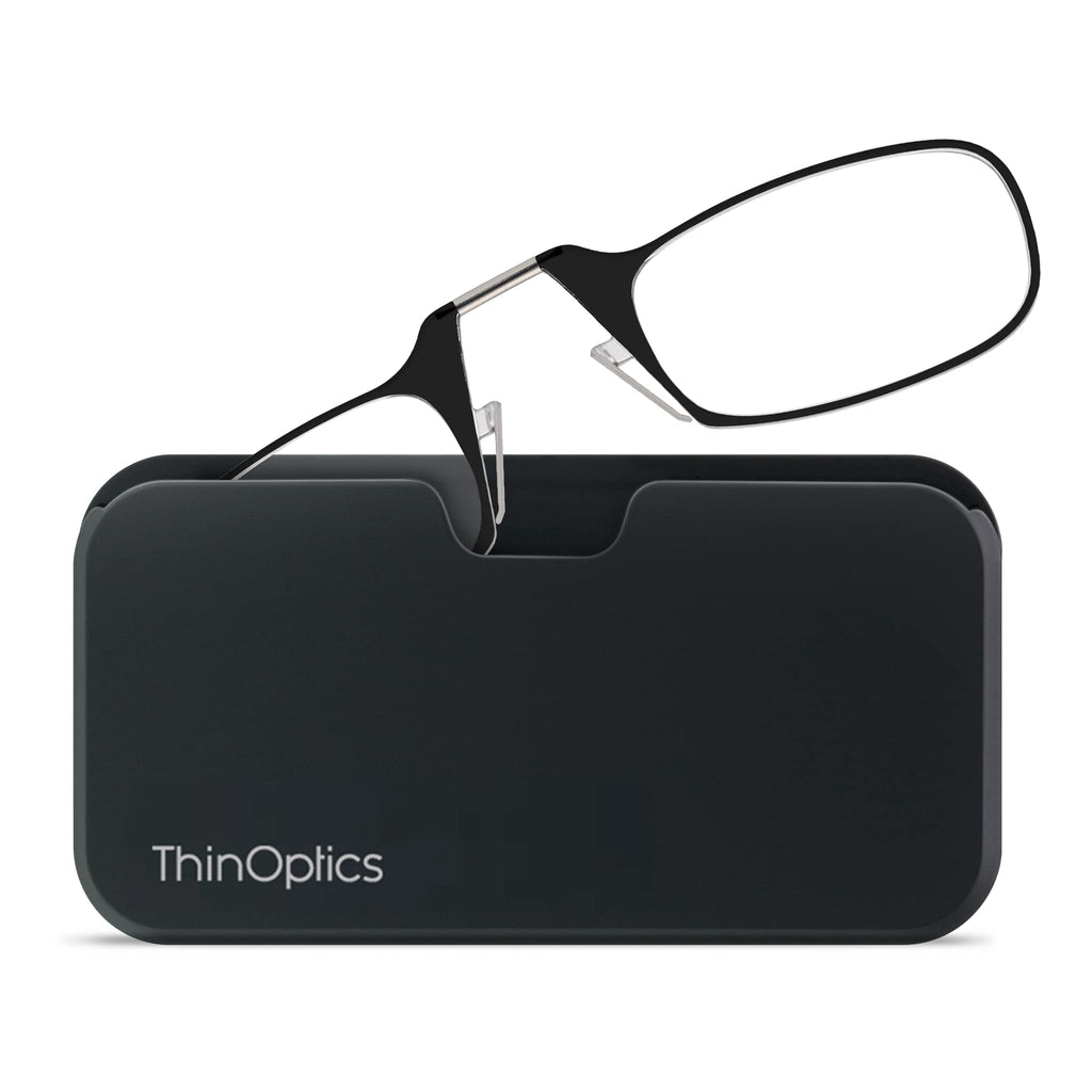 ThinOptics Universal Pod Rectangular Reading Glasses, Black Frames/Black Case, 1.5 x (UPBLB3)