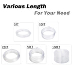 DAVCO 1/2" ID - 10 ft Clear Vinyl Tubing, Low Pressure Flexible PVC Tube, Heavy Duty UV Chemical Resistant Lightweight Plastic Vinyl Hose, BPA Free and Non Toxic, with 2 Stainless Clamps