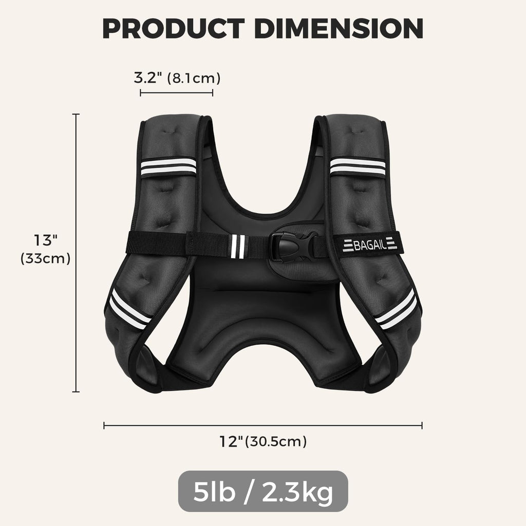 BAGAIL Weighted Vest, 5lb/8lb/10lb/12lb/15lb/20lb/25lb/30lb Weight Vest for Walking & Weight Loss, Reflective Rucking Vest with Phone Pouch for Women & Men, Home Gym & Outdoor Training