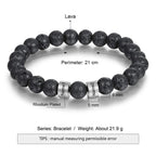 Personalized Beads Bracelets for Men Chakra Stone Bracelets Custom Initial Name Bracelet Mens Malachite Tiger Eye Lava Stone Bracelet Gifts for Him (Black-Lava-silver-2)