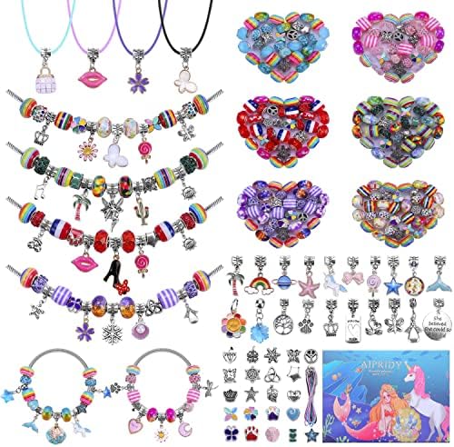AIPRIDY Charm Bracelet Making Kit,Unicorn Mermaid Crafts Gifts Set Can Inspires Imagination and Creativity,Jewelry Making Kit Perfect Gifts for Girls 5-12 Years Old (125 Pieces)