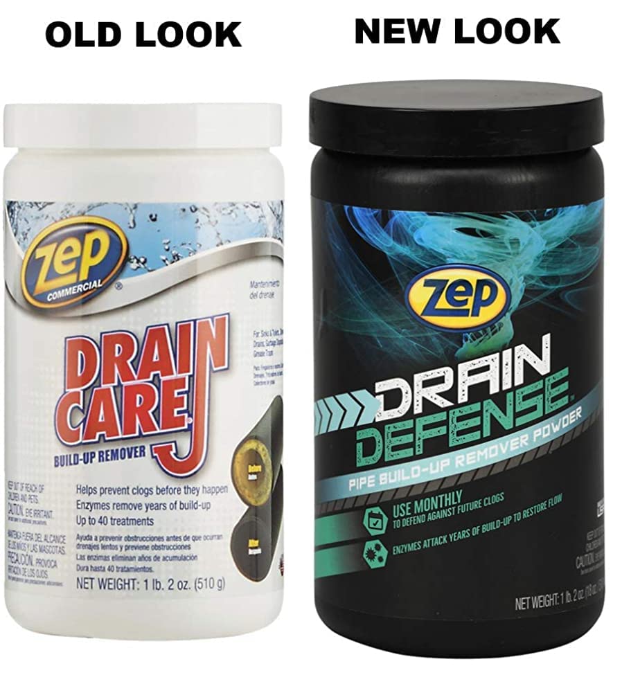 Zep Drain Defense Enzymatic Cleaner Powder - 18 oz (Case of 2) ZDC16 - Safe for Pipes and Septic Systems