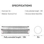 4-Inch Dryer Vent Hose 10FT, Flexible Aluminum Duct with 2 Clamps, Heavy-Duty Four Layer Protection for HVAC Ventilation and Exhaust