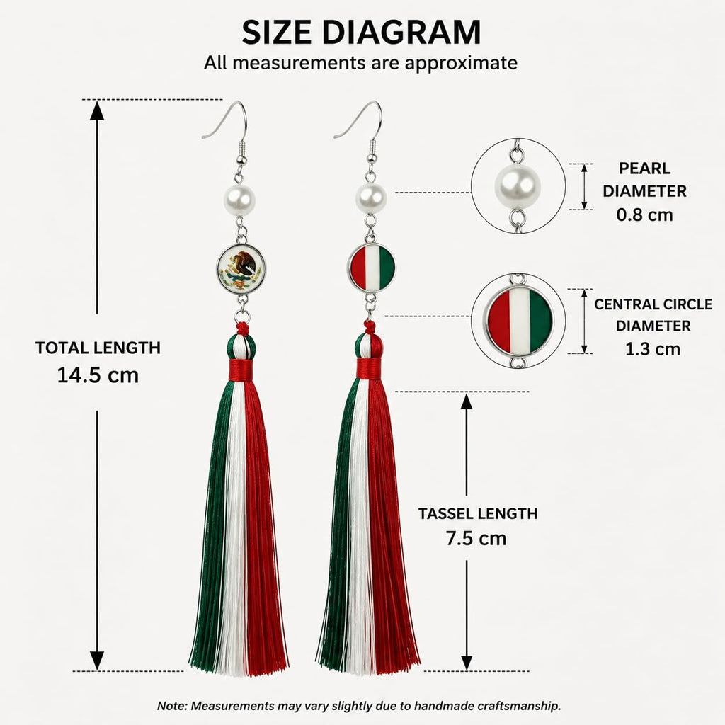 Handmade 925 Silver Plated Long Tassel Earring,Premium Mexican Heritage Jewelry,Patriotic Festival Gift Mothers Party Boho