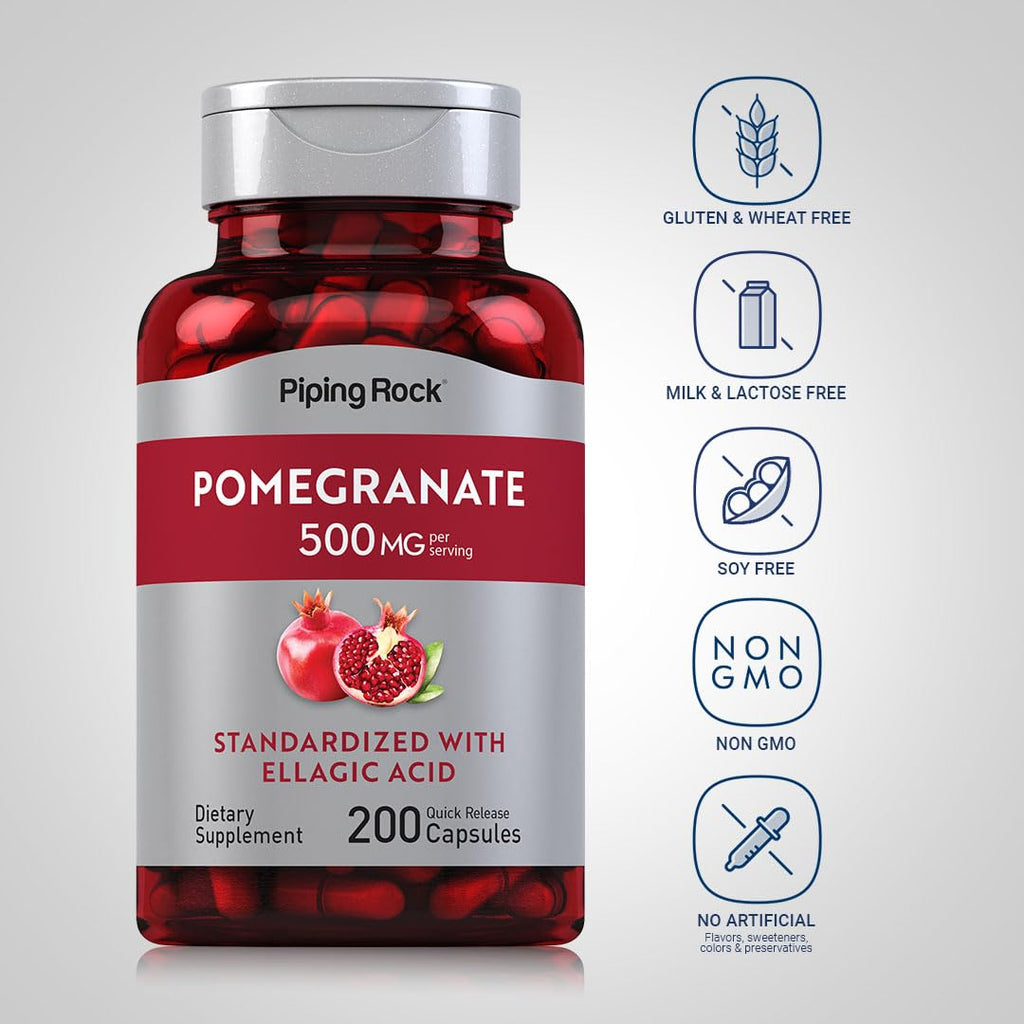 Piping Rock Pomegranate Extract Capsules | 500 mg | 200 Count
