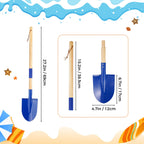 2 Pack Beach Shovels for Kids, 27.2" Long Detachable Kids Shovel with Wood Handle Metal Spade Sand Shovels for Digging Shoveling Sand Snow Gardening Tools Sandbox Toys for Kids Adults Gifts (Blue)