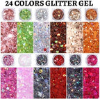 Teenitor 24 Colors Face Glitter Body Glitter Gel, Hair Glitter Gel, Glitter for Halloween Makeup, Face Makeup Glitter Gel for Face, Body, Hair
