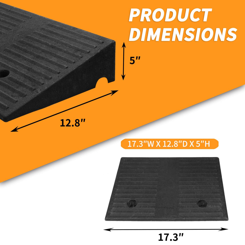 5" Threshold Ramps for Doorways 2pack, Wheelchair Ramp for Home Steps, Curb Ramp for Driveway for Shed, 7000 Lbs Load Capacity for Vehicle Motorcycle Wheelchairs Bikes Trolley Scooter