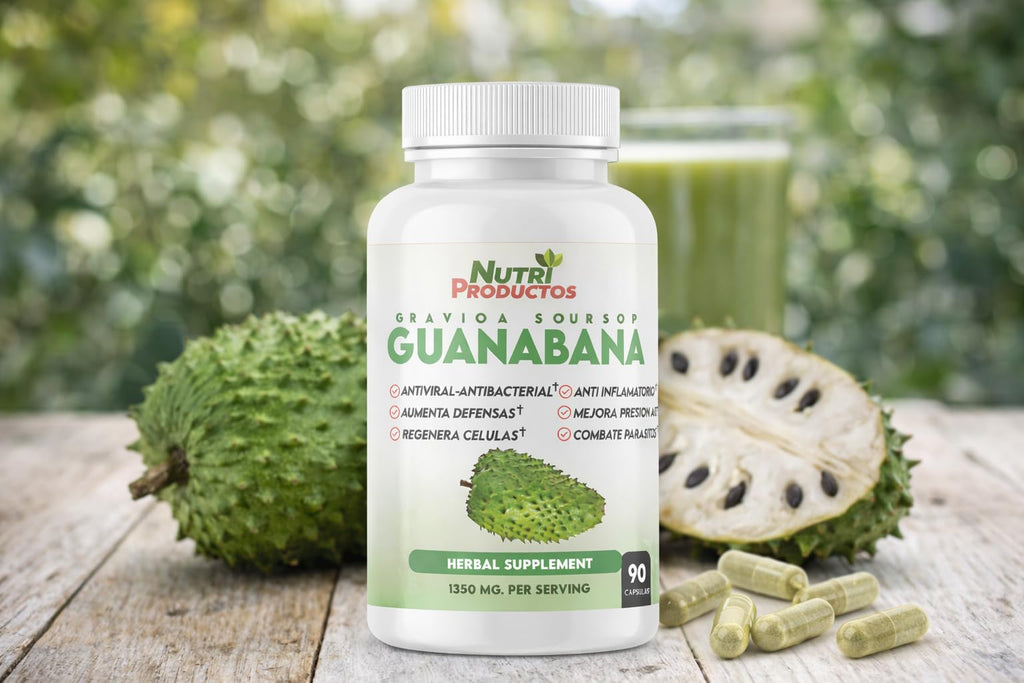 Nutrisalud Products Capsulas de Guanabana Extra potente 1350mg per Serving. Set de 2 frascos con 90 Cap c/u. Aumenta Defensas, Anti Inflamatorio, Mejora Presion Arterial, Regenera Celulas.