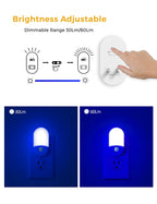 Blue Night Light Plug in, LOHAS Motion Sensor Blue LED Night Lights Plug Into Wall, Adjustable Brightness, 0.6W LED Night Lights for Kids, Bathroom, Bedroom, Independence Day Decorations, 2 Pack