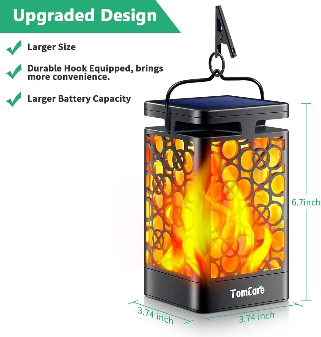 TomCare Solar Lanterns Outdoor Upgraded Flickering Flame Waterproof Hanging Lanterns Decorative Solar Powered LED Lights for Patio Deck Yard, 6 Pack