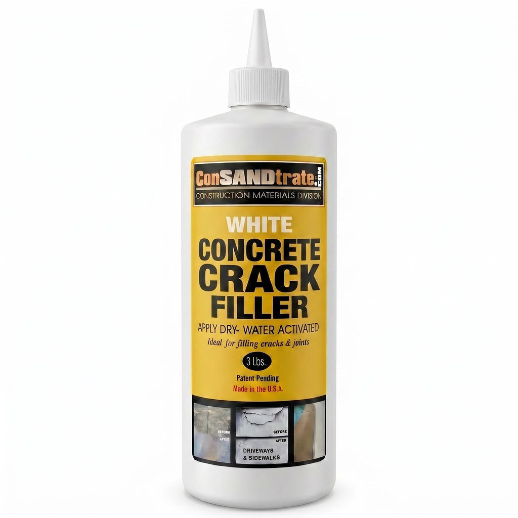 ConSandtrate Concrete Crack Filler - Gray - 3 lb. (Single Bottle) - Polymer Based Sealant for Filling in Concrete Cracks on Driveways, Walkways and Patios (White)