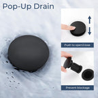 IUERASD Bathroom Faucet 3 Hole, Matte Black Bathroom Sink Faucet with Pop Up Drain, 8 inch Widespread Bathroom Faucet with 360° Swivel Spout, 2 Handle Vanity Faucet with Water Supply Hoses