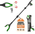 Extra Long Grabber Reacher Tool, 48" Aluminum Foldable Reacher Grabber, Dual Magnetic Tip, 2 in 1 Pickup Grabber w/Shoe Horn, Strong Upper Picker for Elderly, Surgery Recovery, Medical, Trash