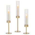 Hewory Gold Hurricane Candle Holder: 3PCS Candlestick Holders for Decor
