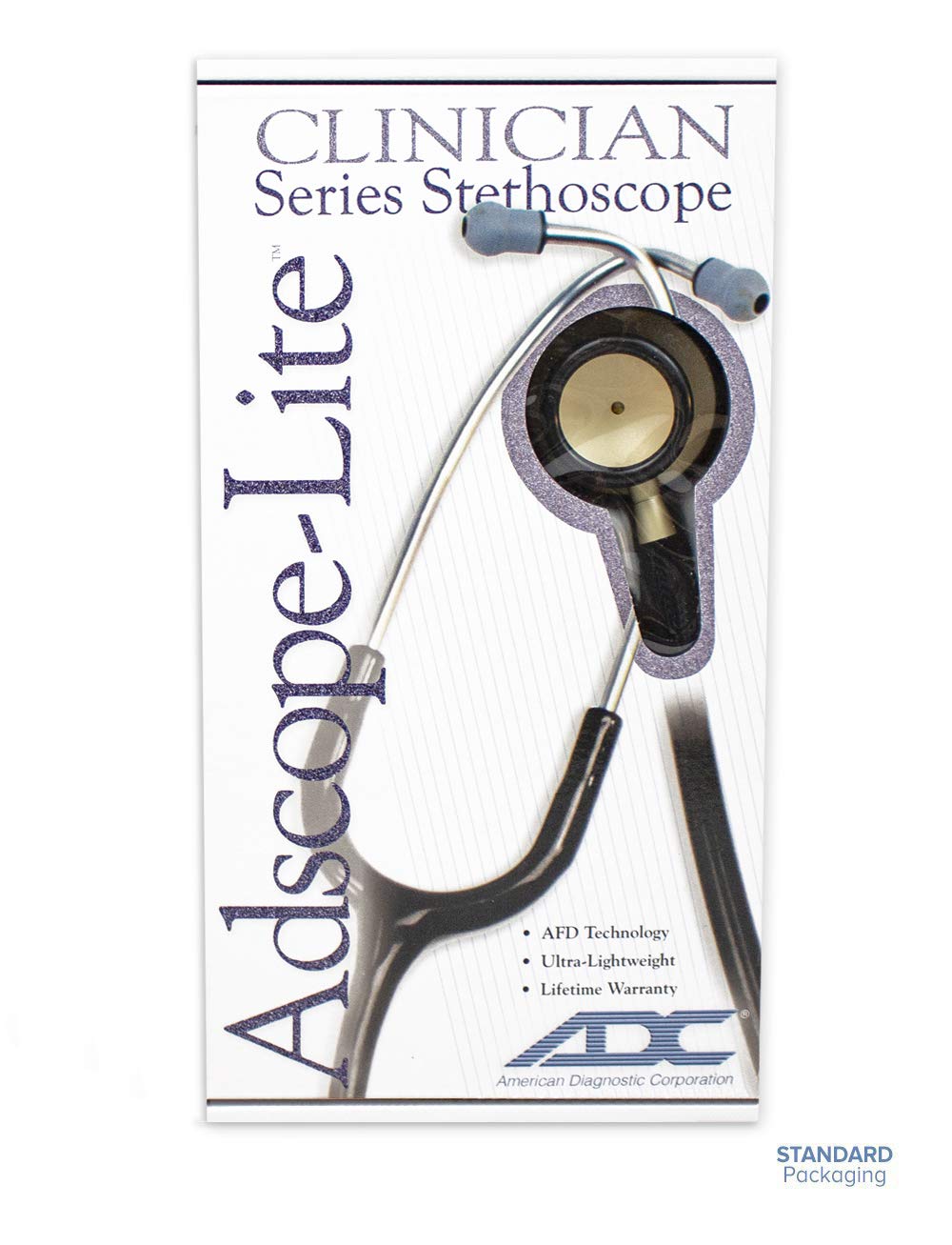 ADC Adscope Lite 619 Ultra Lightweight Clinician Stethoscope with Tuneable AFD Technology, 31 inch Length, Champagne Finish with Black Tubing