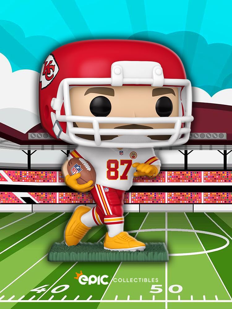 Epic Collectibles Pop Football: KC Chiefs - Travis Kelce Vinyl Figure Bundle with Compatible Funko Box Protector