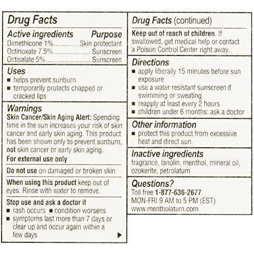 Mentholatum Natural Ice Original Medicated Lip Balm, Hydrating Lip Care for Dry, Chapped Lips, Moisturizing Formula with SPF 15 Helps Prevent Sunburn, Protection for Smooth, Soft Lips (Pack of 12)