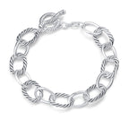 UNY JEWEL Twisted Cable Wire Link Chain Bracelet Two Tone Designer Brand Inspired Women Jewelry Valentine (2 Tone)