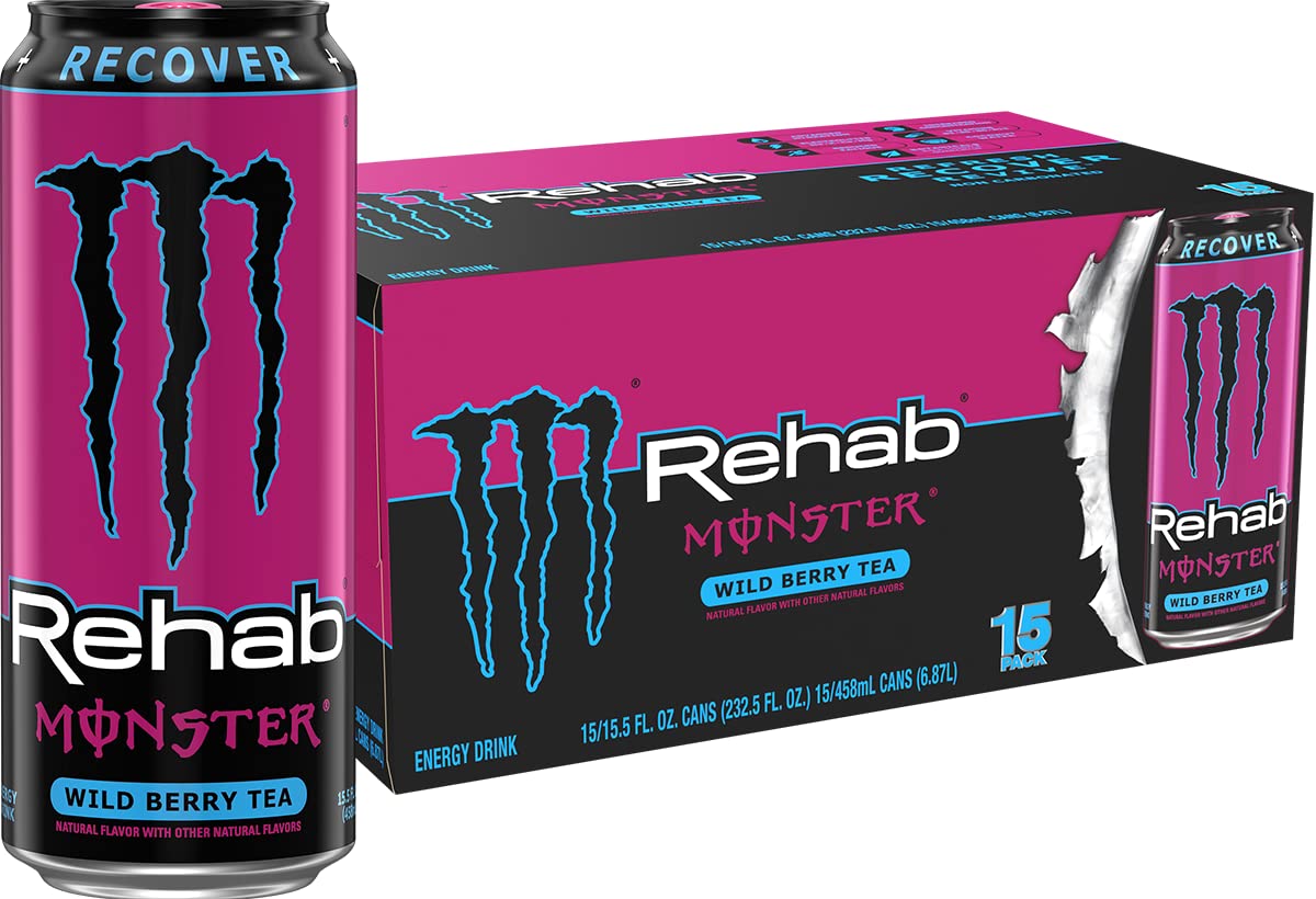Monster Rehab Wild Berry Tea + Energy, Energy Drink, 15.5 Ounce