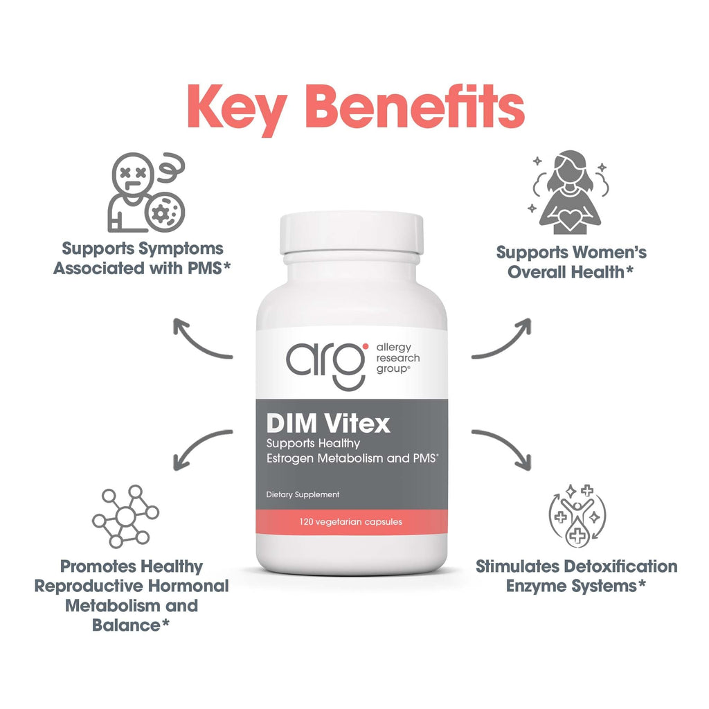 Allergy Research Group DIM Vitex - Supports Estrogen Metabolism - DIM with NAC and Vitamin B & Magnesium - 60 Servings - 120 Capsules