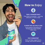 FIRST DAY Multivitamin for Men + Organic Fruit & Veggie Blend, Mens Multivitamins Gummies with 13 Key Nutrients for Energy, Focus, Immunity - Vitamins A, B1, B2, B6, B9, B12, C, D3, K - 30 Day Supply