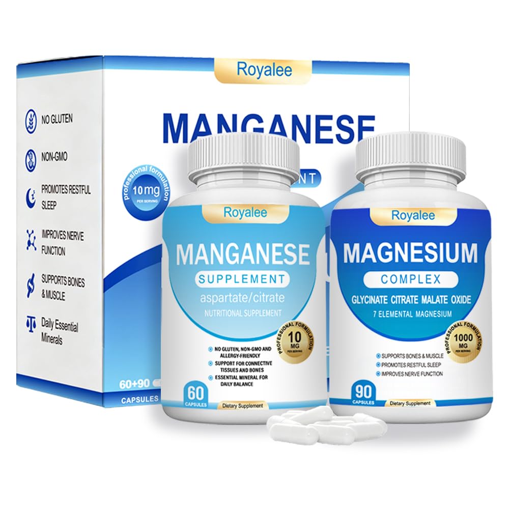 Magnesium Complex & Manganese Supplement Bundle – 1000mg Magnesium with 7 Forms Plus 10mg Manganese (Aspartate/Citrate) – Supports Relaxation, Muscle & Bone Function – 150 Capsules Total