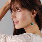 Teal Earrings for Women - Gold Tone Faux Druzy Boho Dangle Drop
