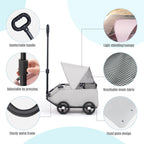 La La Pet 4-Wheel Dog Stroller with Sunshade Cover Collapsible Mesh Canopy Portable Pet Carrier for Outdoor Travel Shopping Walking Suitable for Small Dogs and Cats Gray
