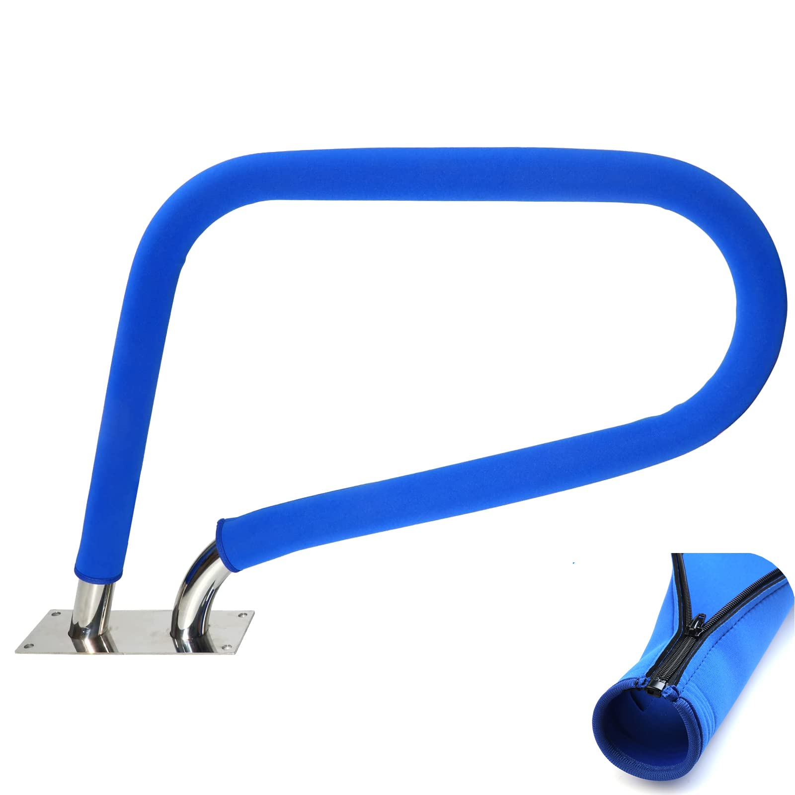 Ginchain Pool Handrail Cover, Slip Resistant Zippered Hand Grip Rail Cover, Safety Rail Grip Sleeve for Inground Swimming Pool Hand Railing Cover(8 feet, Royal Blue)
