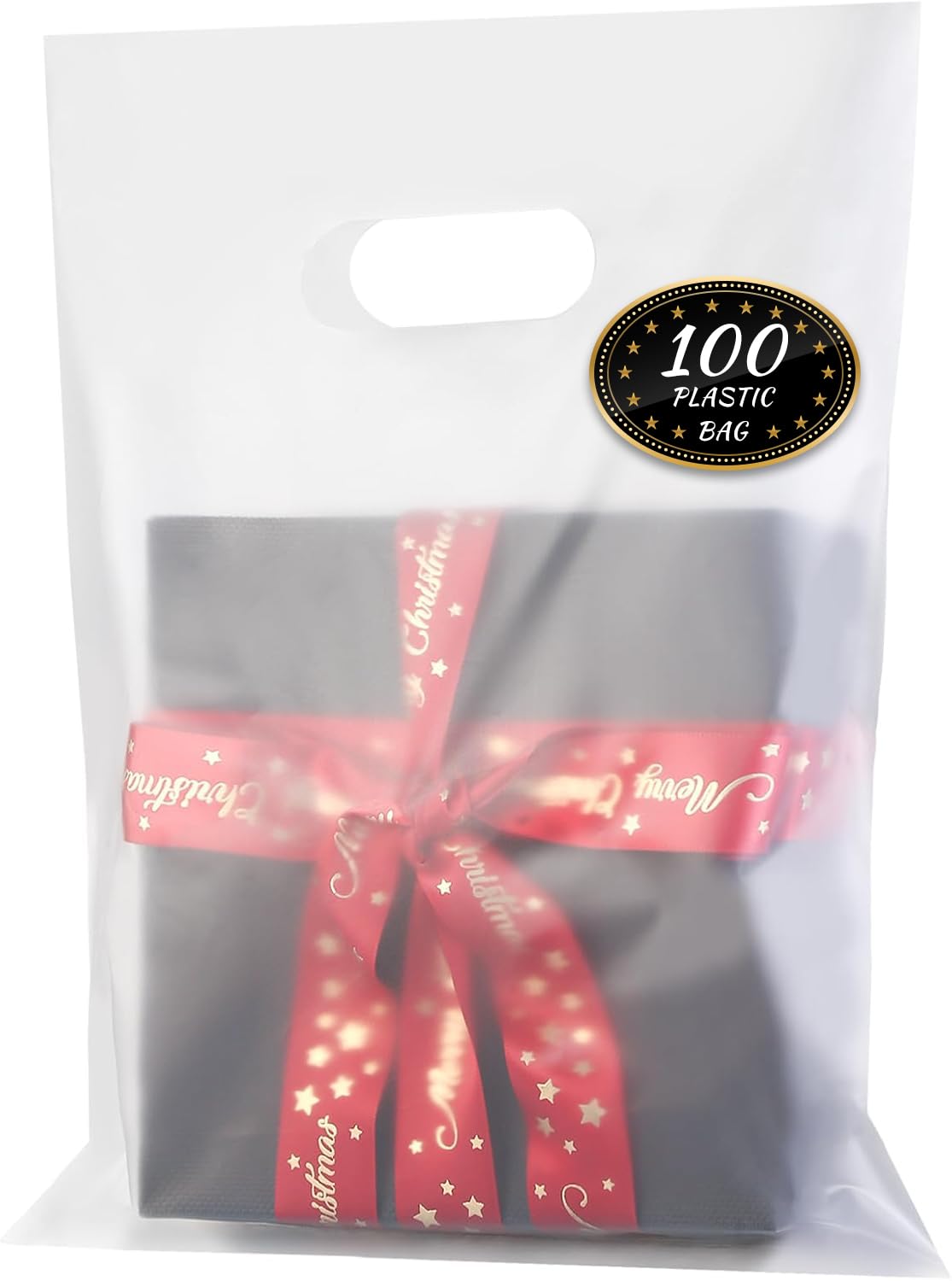 100 Pack Clear Plastic Bags, 9"x12" Merchandise Bags With Die Cut Handles