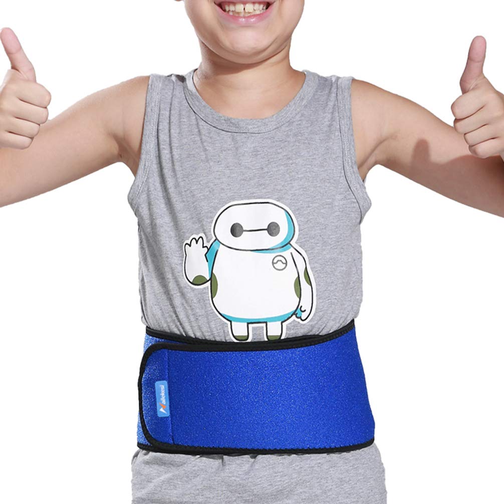 Luwint Kids Waist Belt Brace Support - Abdominal Binder Hernia Band for Waist Back Pain Relief Dance Yoga Volleyball Basketball (Blue)